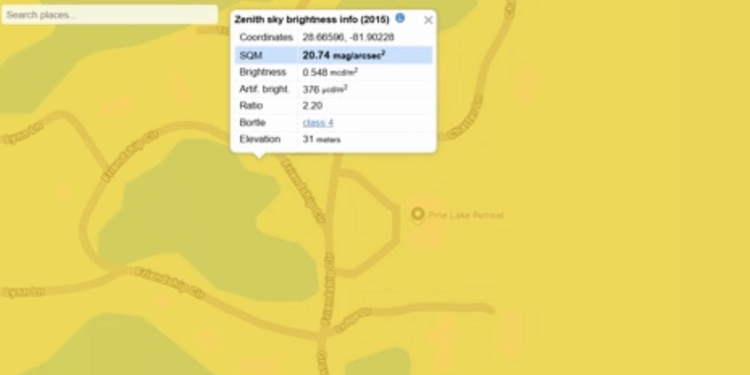 Bortle Scale - Pine Lake Retreat